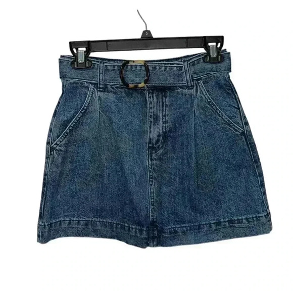 We The Free People Jade Belted Denim Jean Skirt Size 25 Blue Cotton A Line - Picture 1 of 6